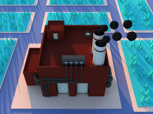 Cute Cartoon factory - manufacture 3D Модель