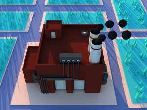 Cute Cartoon factory - manufacture 3D Model