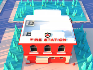 Cute Cartoon fire station - department 3D Модель