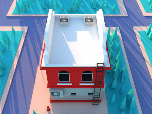 Cute Cartoon fire station - department 3D Модель