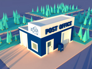 Cute cartoon post office 3D Model
