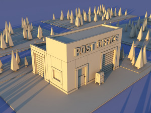 Cute cartoon post office 3D 모델
