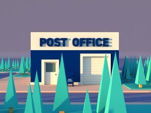 Cute cartoon post office 3D 모델