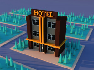 Cute cartoon hotel 3D Model