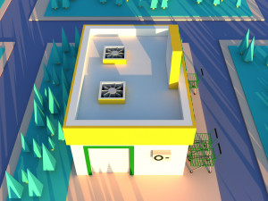 Cute cartoon city supermarket 3D Model