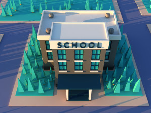 Cute cartoon city school Modello 3D