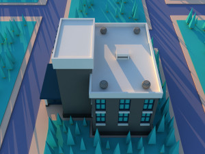 Cute cartoon city school Modello 3D
