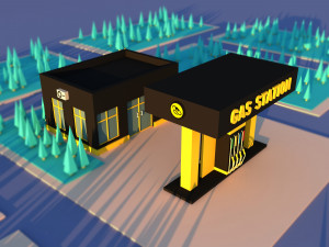 Cute cartoon gas station 3D 모델