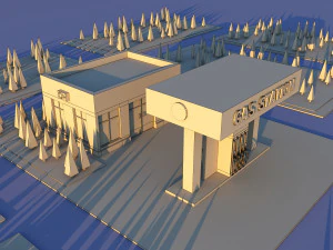 귀여운 만화 주유소 3D 모델