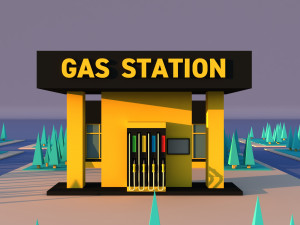 Cute cartoon gas station Modèle 3D