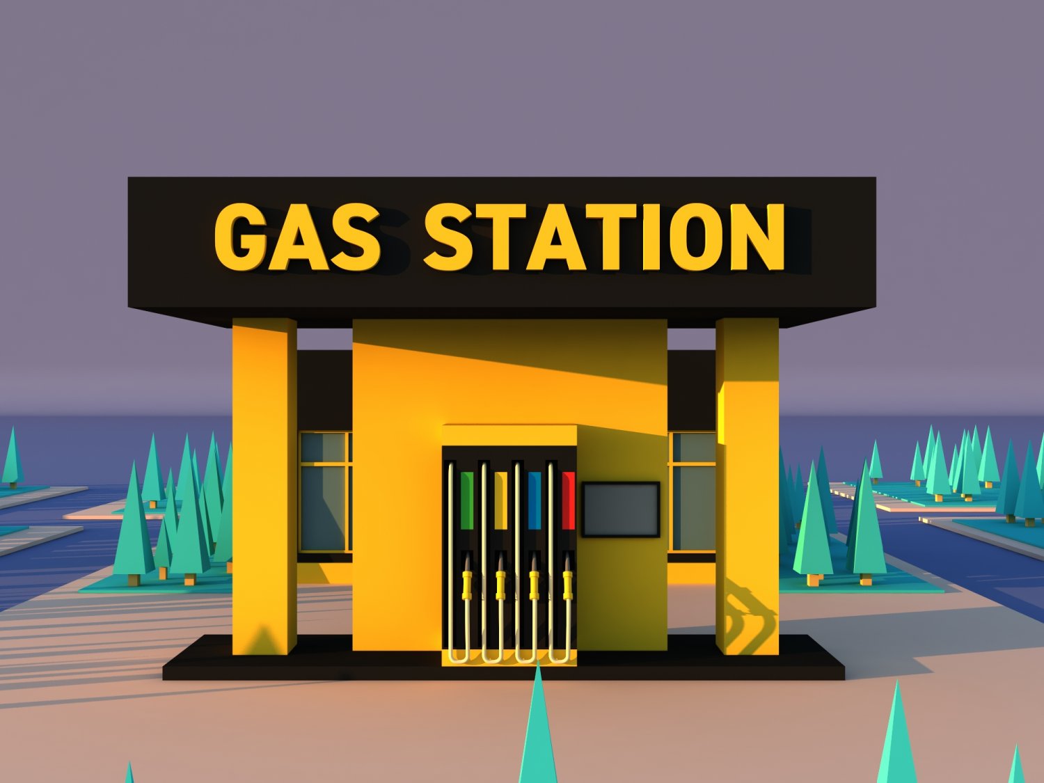 cartoon gas station