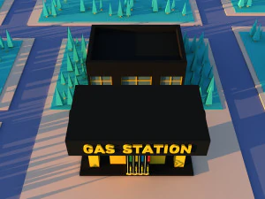 귀여운 만화 주유소 3D 모델