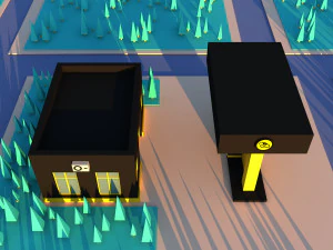 귀여운 만화 주유소 3D 모델