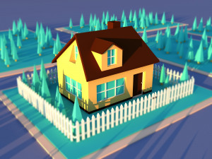 Cute cartoon private house 3D Model