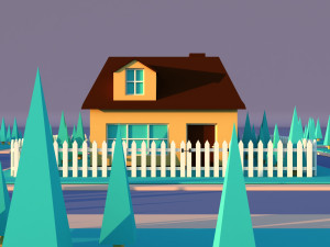 Cute cartoon private house 3D मॉडल
