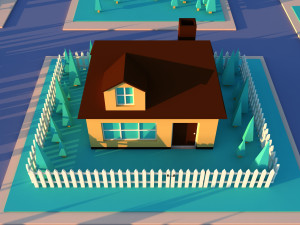 Cute cartoon private house 3D मॉडल
