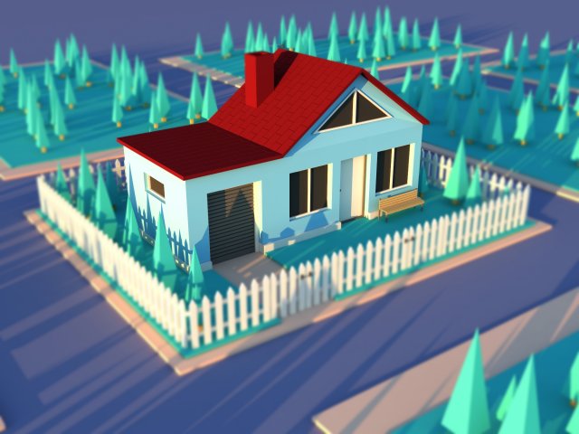 Cute Cartoon Private House Variation 2 3D Model .c4d .max .obj .3ds .fbx .stl .blend 