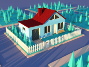 Cute Cartoon Private House Variation 2 3D 모델