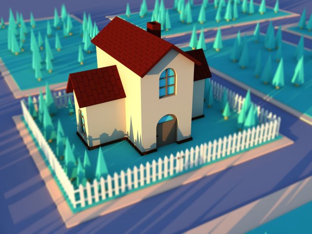 Cute cartoon private house variation 3 3Dモデル .c4d .max .obj .3ds .fbx .stl .blend 