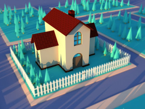 Cute cartoon private house variation 3 3D Model