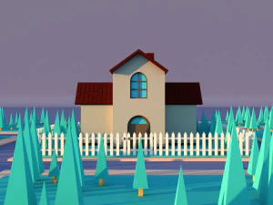 Sevimli &ccedil;izgi &ouml;zel ev varyasyon 3 3D Model