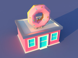 Cute Cartoon Village Collection Low Poly Modèle 3D