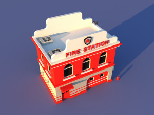 Cute Cartoon Village Collection Low Poly Modèle 3D