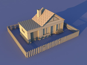 Cute Cartoon Village Collection Low Poly Modèle 3D