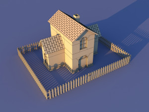 Cute Cartoon Village Collection Low Poly Modèle 3D