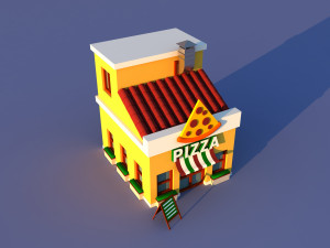 Cute Cartoon Village Collection Low Poly Modèle 3D