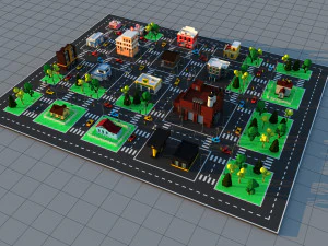CuteCartoon Village constructor Collection Low Poly 3D Model