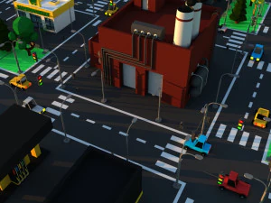 Leuke Cartoon Village constructorcollectie laag poly 3D Model