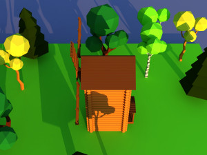 Cute cartoon wooden village windmill 3Dモデル