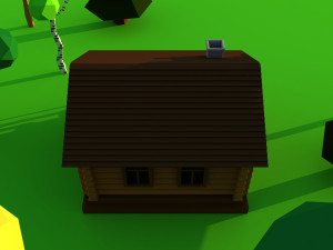 Cute cartoon wooden village privat house Low Poly Modelo 3D