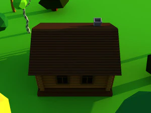Cute cartoon wooden village privat house Low Poly 3D Model