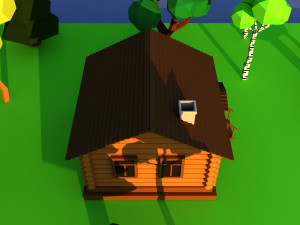 Cute cartoon wooden village privat house Low Poly Modelo 3D