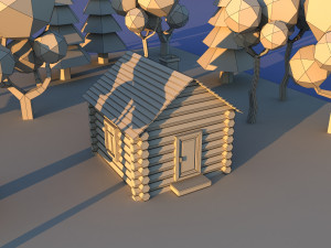 Cute cartoon village wooden privat house variation 2 Low Poly Modelo 3D