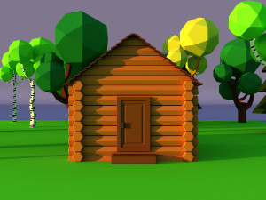 Cute cartoon village wooden privat house variation 2 Low Poly Modelo 3D