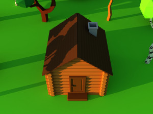Cute cartoon village wooden privat house variation 2 Low Poly Modelo 3D