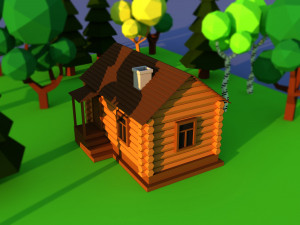 Cute cartoon village wooden privat house variation 3 Low Poly Modèle 3D