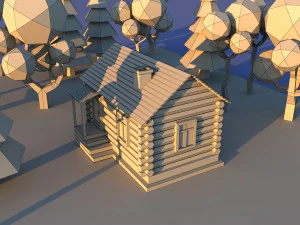 Varia&ccedil;&atilde;o de casa particular de madeira de vila de desenho animado bonito 3 Low Poly Modelo 3D