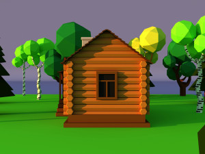 Cute cartoon village wooden privat house variation 3 Low Poly Modelo 3D