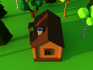 Cute cartoon village wooden privat house variation 3 Low Poly Modelo 3D
