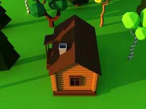 Varia&ccedil;&atilde;o de casa particular de madeira de vila de desenho animado bonito 3 Low Poly Modelo 3D