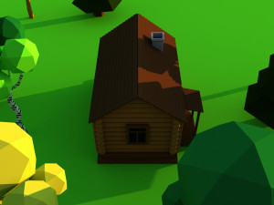 Cute cartoon village wooden privat house variation 3 Low Poly Modelo 3D