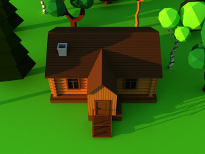 Cute cartoon village wooden privat house variation 4 Low Poly Modelo 3D