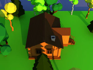 Cute cartoon village wooden privat house variation 4 Low Poly 3D Model