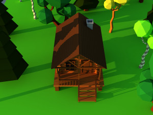 Cute cartoon village wooden privat house variation 5 Low Poly Modelo 3D