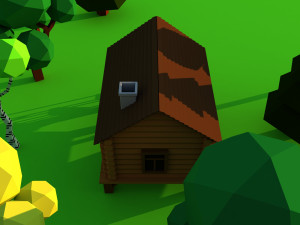 Cute cartoon village wooden privat house variation 5 Low Poly Modelo 3D