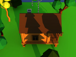 Cute cartoon village wooden privat house variation 5 Low Poly Modelo 3D
